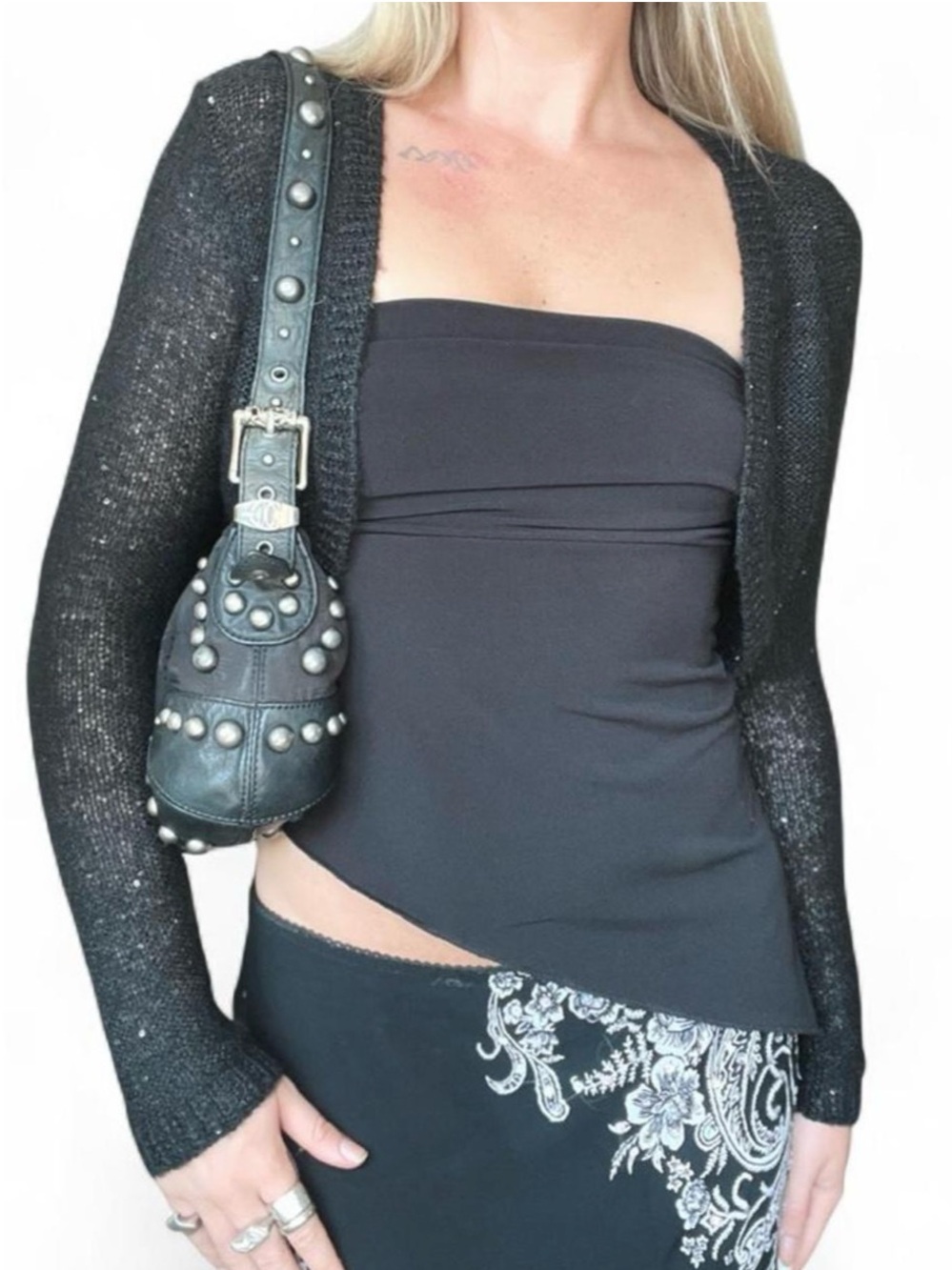 2008 Vintage Ricki’s | Black Sequin Knit Cardigan